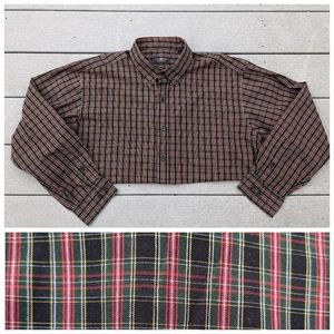 Club Room Wrinkle Resistant Plaid Button Down Shirt 18.5 34/35